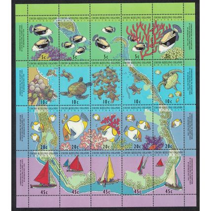 Cocos (Keeling) Is. Fish Corals Turtles Sailing 20v 1994 MNH SG#296-315 Sc#292E