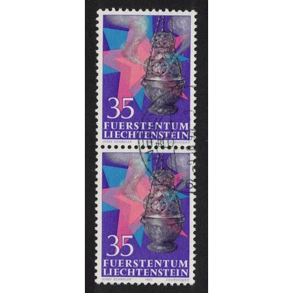 Liechtenstein Frankincense Christmas 35r pair 1985 Canc SG#880