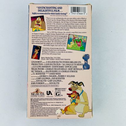 All Dogs Go to Heaven VHS Video Tape Movie Dom DeLuise, Burt Reynolds