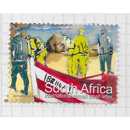 AFRICA SOUTH 2010 FISHER FOLK ART BEACHED BOAT AIRMAIL SMALL USED