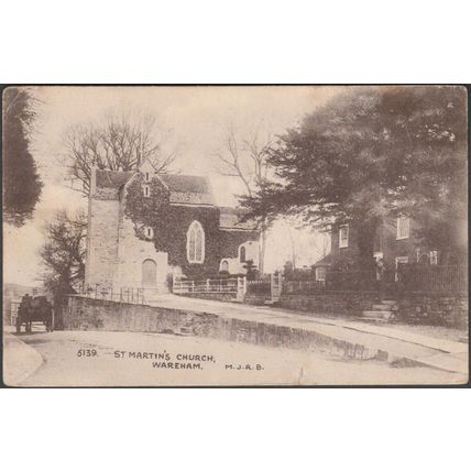St Martin's Church, Wareham, Dorset, 1914 - MJ Ridley Postcard