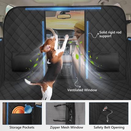 High Barrier Back Seat Extender for Dogs, Hard Bottom Dog Car Seat Cover for Bac