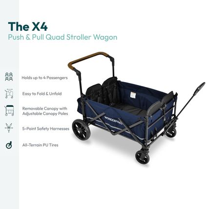 WONDERFOLD X4 Push & Pull Stroller Wagon (4 Seater) - Collapsible Wagon Stroller