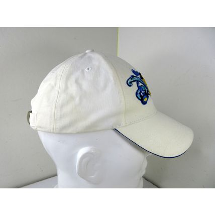 Walt Disney World White Strapback Hat Embroidered Chunky Logo Mikey Stitch Goofy