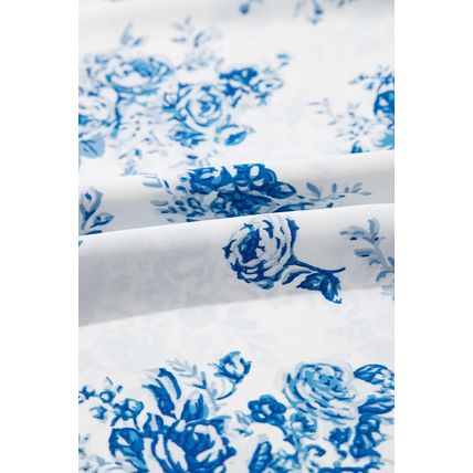 Sky Blue Floral Print Shirred Knot Shoulder Sleeveless Long Dress