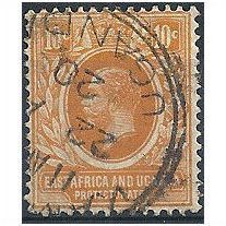 East Africa & Uganda Protectorates 1921 SG47a 10c Orange Fine Used.