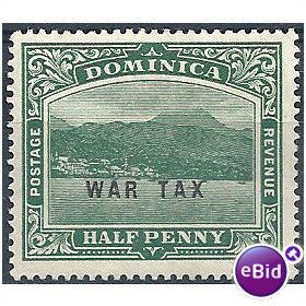 Dominica 1918 SG56 1/2d Deep Green WAR TAX Mounted Mint.