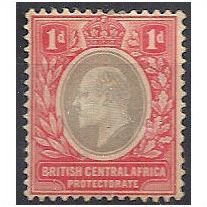 BCA (Nyasaland) 1903 SG59 1d Grey & Carmine Mounted Mint.