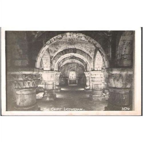 Lastingham, Ryedale, N Yorkshire - St Mary's Church crypt - postcard c.1910s