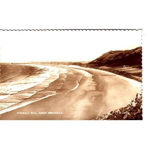 Sepia Postcard - Rhossili Bay, Gower Peninsula, Wales