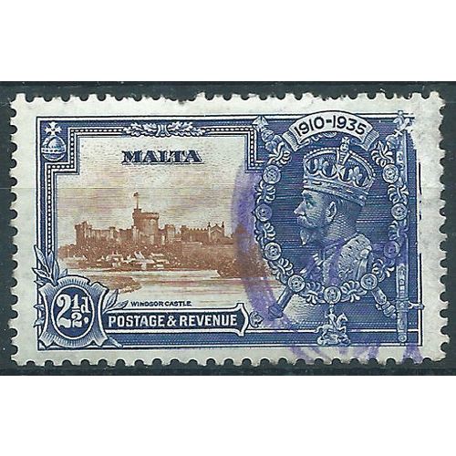 Malta 1935 SG211 2 1/2d Brown & Deep Blue Silver Jubilee Good Used .. ..