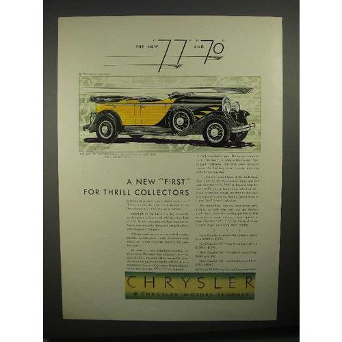 1929 Chrysler 77 Phaeton Car Ad - Thrill Collectors