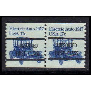 1906a 17c Electric Auto Fine MNH Dry Gum Gap Pair Type A PreCnx AA1106
