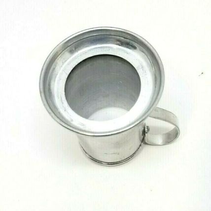 Yellowstone Park Souvenir Aluminum Mini Stein Mug Shot Glass Clear Bottom Vtg