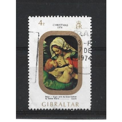 Gibraltar.SG335 4p "Madonna with the Green Cushion (Solario).Fine Used.Nov23