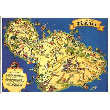 United States HAWAII Maui Map Postcard (Royal Pacific MS-179)