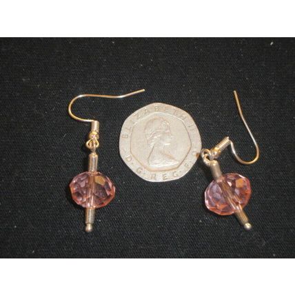 Beautiful unique pink crystal glass earrings