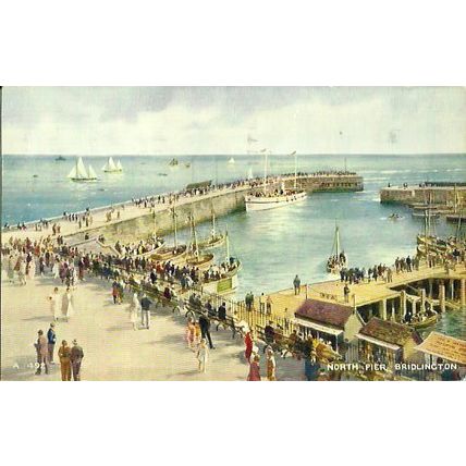 Yorkshire BRIDLINGTON North Pier "Art Colour" Postcard (Valentine A.492)