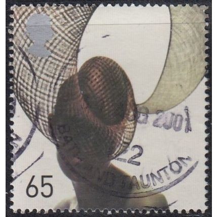 GB, 2001 65c Fashion Hats, SG 2219 (Scott #1980), used.