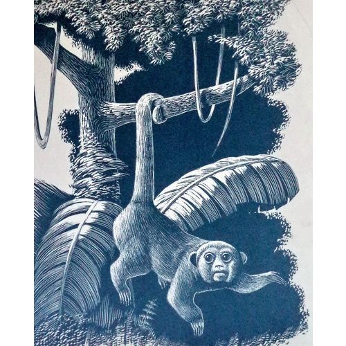 Vintage Leonard Everett Woodcut Print MONKEYS art room decor kids gift frame