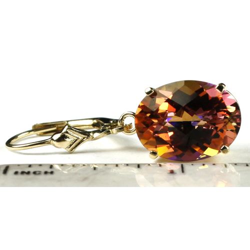 Twilight Fire Topaz, 14KY Gold Threader Earrings, E407