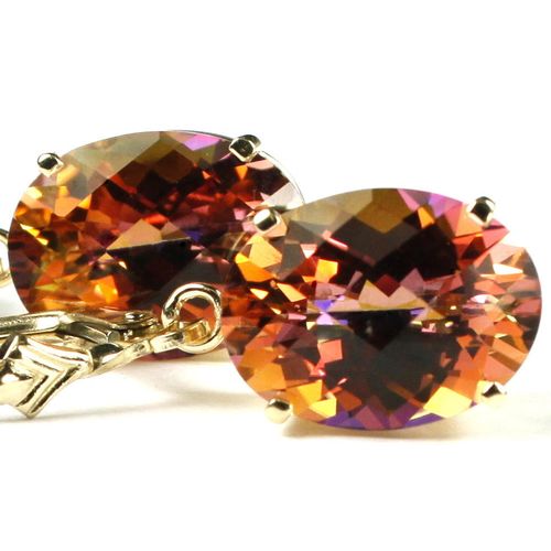 Twilight Fire Topaz, 14KY Gold Threader Earrings, E407