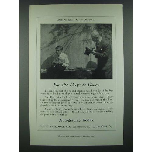 1919 Autographic Kodak Camera Ad - For the Days to Come