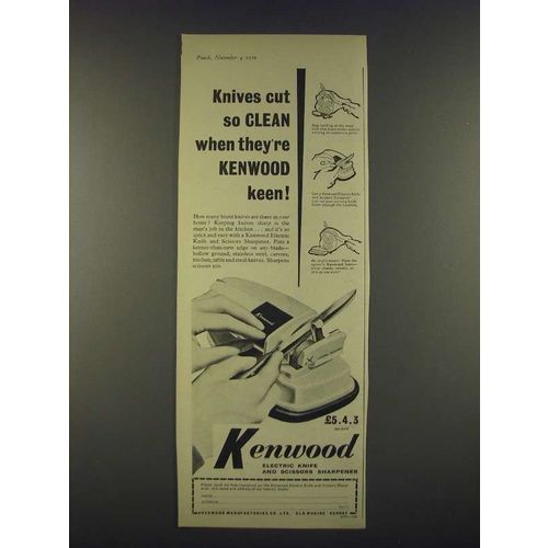 1959 Kenwood Electric Knife and Scissors Sharpener Ad - Knives cut so clean