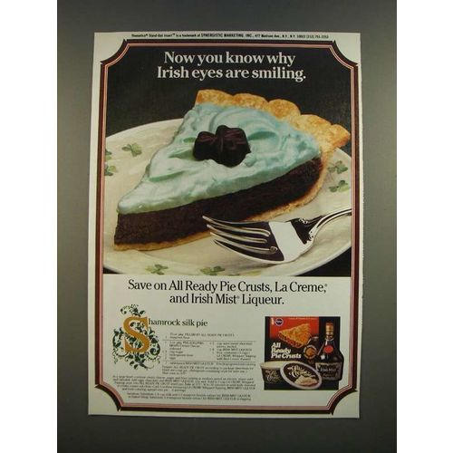 1986 Pillsbury Pie Crusts, La Crme & Irish Mist Ad - Shamrock Silk Pie recipe