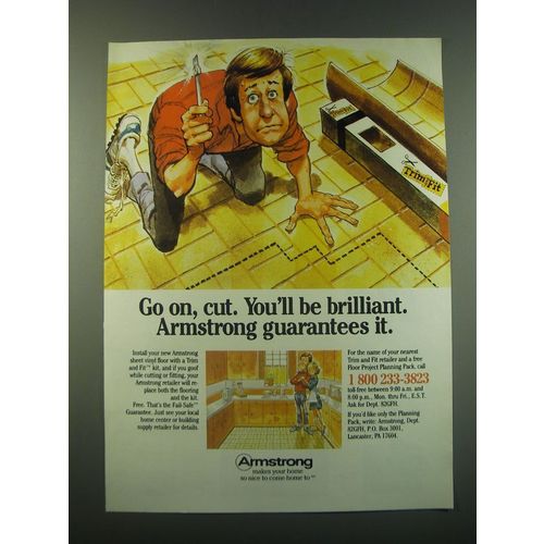 1988 armstrong Trim and Fit Kit Flooring Ad - Go on, cut. You'll be brilliant.