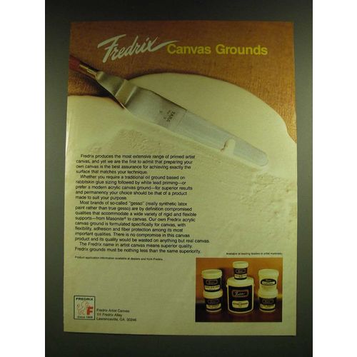 1990 Fredrix Canvas Grounds Ad