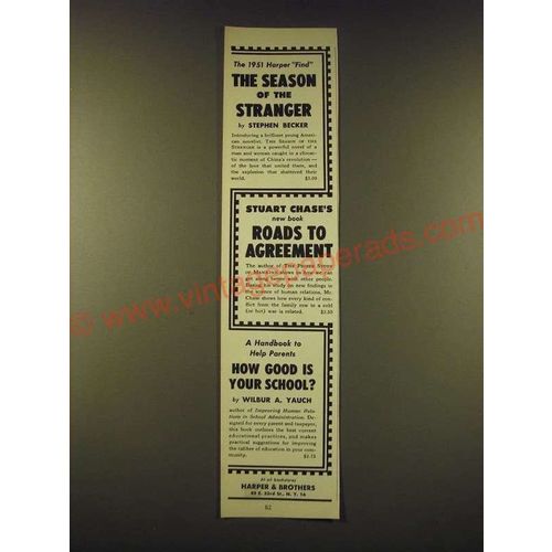 1951 Harper & Brothers Ad - The 1951 Harper Find The Season of the Stranger