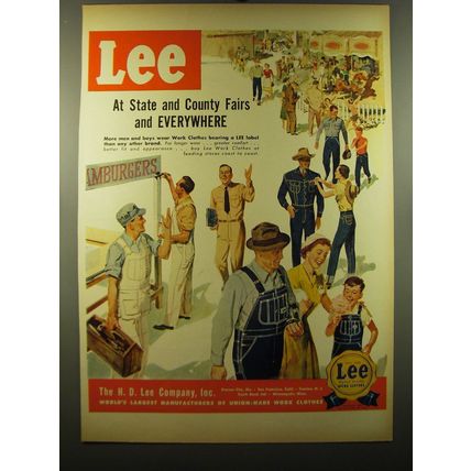 1950 Lee Work Clothes Ad - At state and county fairs and everywhere