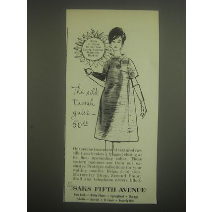1962 Saks Fifth Avenue Protegee Collection Silk Tussah Advertisement