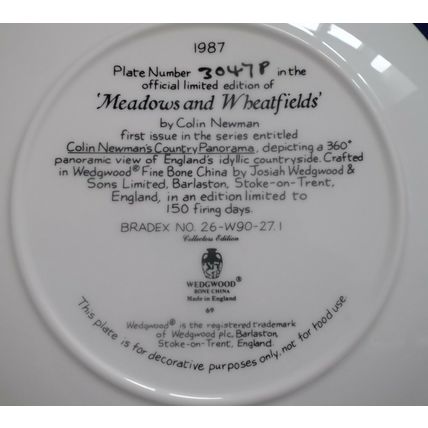 Wedgwood Country Panorama Meadows and Wheatfields 1987 Plate By Colin Newman