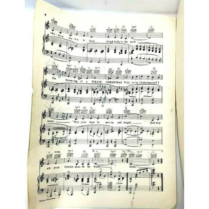 Irving Berlin White Christmas 1942 Sheet Music Bing Crosby (K10H)