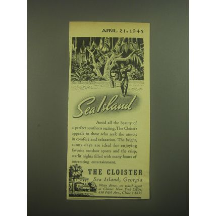 1945 The Cloister Resort Advertisement - Sea Island