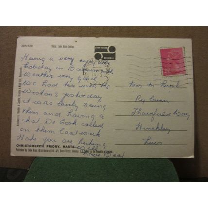 multiview, CHRISTCHURCH PRIORY, HAMPSHIRE used postcard by John Hinde 1973 pm =