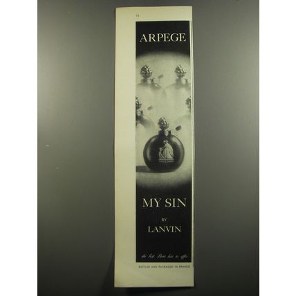 1951 Lanvin Perfume Ad - Arpege My Sin by Lanvin
