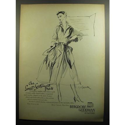 1951 Bergdorf Goodman Dress Ad - Our sweet-sentiment dress
