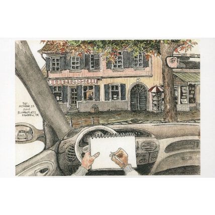 Blumenplatz Kandern German Car Windscreen View Painting Postcard