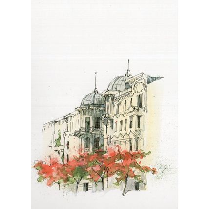 Hagelberger Strasse Berlin Germany Sketch Painting Postcard