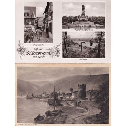Rudesheim Am Rhein Drosselgasse Antique & 1963 2x Postcard s