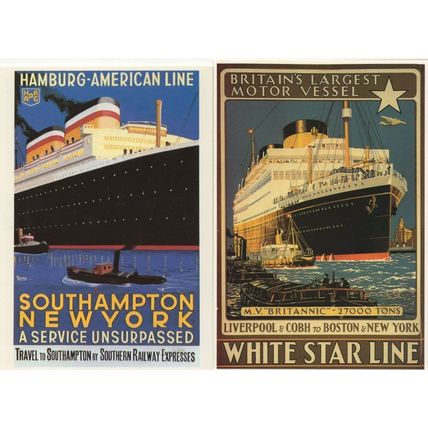 MV Britannic White Star Line Ship Hamburg Southampton 2x Postcard s