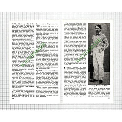 Yorkshire Cricket Players Roger Iddison Tom Marsden William Barber -1962 Article