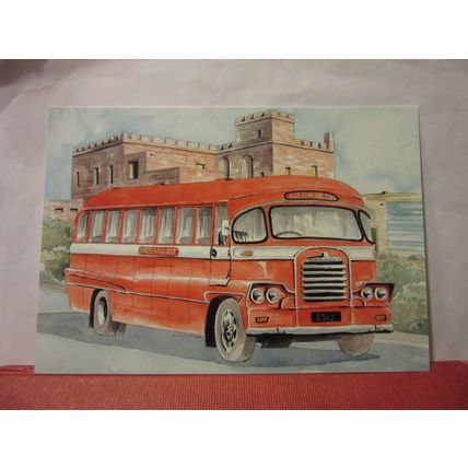 1960 MALTA BUILT CHASSIS BUS. unused postcard Maximim card no 23. COACH =