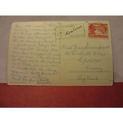 LAC LEMAN, SWITZERLAND used vintage postcard RP 1954 pm =