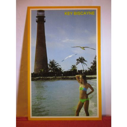 CAPE FLORIDA LIGHTHOUSE, KEY BISCAYNE, FLORIDA, USA unused postcard #