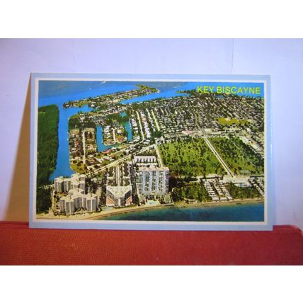 AERIAL VIEW, KEY BISCAYNE, MIAMI, FLORIDA, USA unused postcard #
