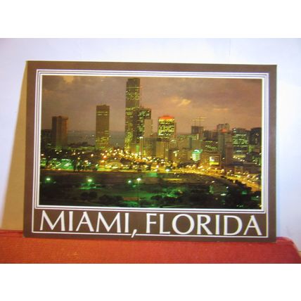 THE MAGIC CITY AT DUSK, MIAMI BEACH, FLORIDA unused postcard #